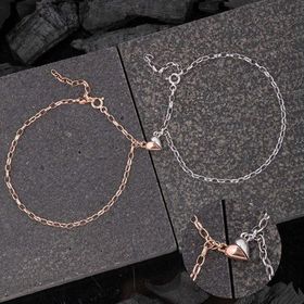 Gumush 925 Ayar Gümüş Rodyum Çift Kalpli Aşk Bileklik