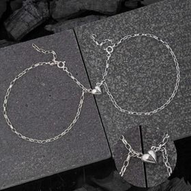 Gumush 925 Ayar Gümüş Rodyum Çift Kalpli Aşk Bileklik