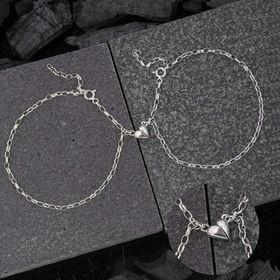 Gumush 925 Ayar Gümüş Rodyum Çift Kalpli Aşk Bileklik