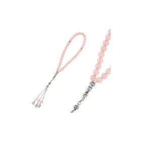 Gumush BD0000118 Pembe Kuvars Gümüş Tesbih