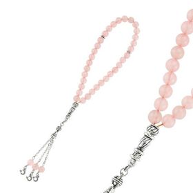 Gumush BD0000118 Pembe Kuvars Gümüş Tesbih