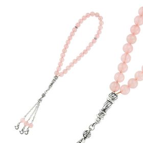 Gumush BD0000118 Pembe Kuvars Gümüş Tesbih