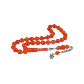 Gumush BD1320104 Gümüş Püsküllü Toz Kehribar Tesbih