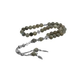 Gumush BD1320145 Doğaltaş Metal Püsküllü Labradorit Taşlı Gümüş Tesbih
