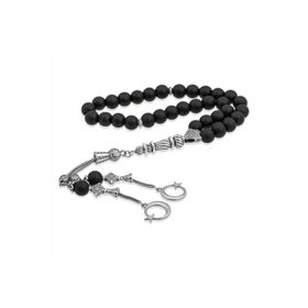 Gumush BD1320160 Doğaltaş Metal Püüsküllü Oniks Mat Taşlı Gümüş Tesbih