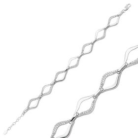 Gumush BR0460250 Taşlı Dalgalı Gümüş Kadın Bileklik
