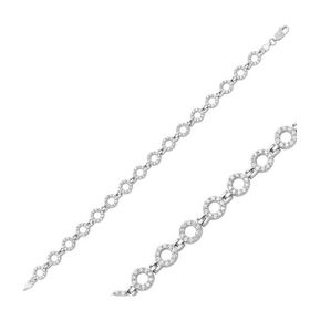 Gumush BR0460256 Taşlı Yuvarlak Gümüş Kadın Bileklik