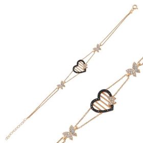 Gumush BR0460282 Rose Kalpli Kelebek Gümüş Kadın Bileklik