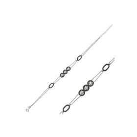 Gumush BR0460284 Üç Taşlı Gümüş Kadın Bileklik