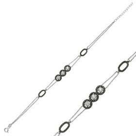 Gumush BR0460284 Üç Taşlı Gümüş Kadın Bileklik