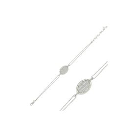 Gumush BR0460299 Oval Beyaz Taşlı Gümüş Kadın Bileklik