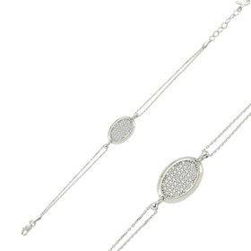 Gumush BR0460299 Oval Beyaz Taşlı Gümüş Kadın Bileklik