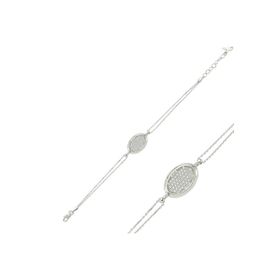Gumush BR0460299 Oval Beyaz Taşlı Gümüş Kadın Bileklik