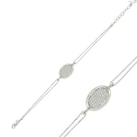 Gumush BR0460299 Oval Beyaz Taşlı Gümüş Kadın Bileklik