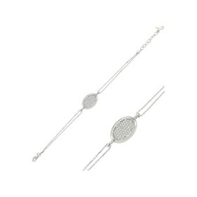 Gumush BR0460299 Oval Beyaz Taşlı Gümüş Kadın Bileklik