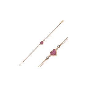 Gumush BR0460304 Pembe Kalpli Gümüş Kadın Bileklik