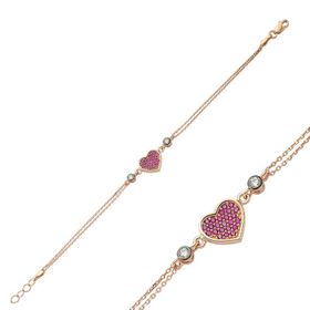 Gumush BR0460304 Pembe Kalpli Gümüş Kadın Bileklik