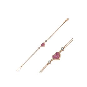 Gumush BR0460304 Pembe Kalpli Gümüş Kadın Bileklik