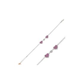 Gumush BR0460306 Pembe Kalpli Gümüş Kadın Bileklik