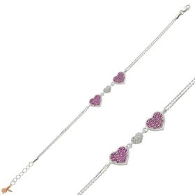 Gumush BR0460306 Pembe Kalpli Gümüş Kadın Bileklik