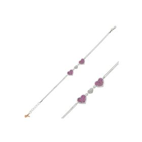 Gumush BR0460306 Pembe Kalpli Gümüş Kadın Bileklik