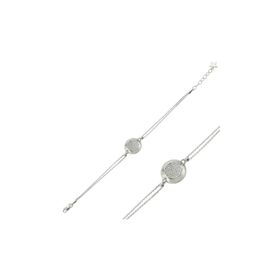 Gumush BR0460313 Beyaz Taşlı Yuvarlak Gümüş Kadın Bileklik