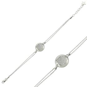 Gumush BR0460313 Beyaz Taşlı Yuvarlak Gümüş Kadın Bileklik