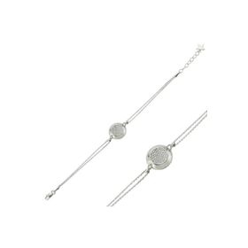Gumush BR0460313 Beyaz Taşlı Yuvarlak Gümüş Kadın Bileklik