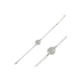 Gumush BR0460313 Beyaz Taşlı Yuvarlak Gümüş Kadın Bileklik