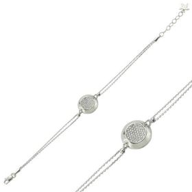 Gumush BR0460313 Beyaz Taşlı Yuvarlak Gümüş Kadın Bileklik