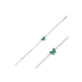 Gumush BR0460315 Yeşil Kelebek Gümüş Kadın Bileklik