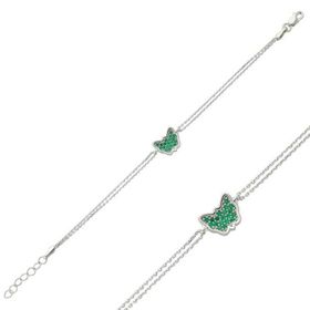 Gumush BR0460315 Yeşil Kelebek Gümüş Kadın Bileklik