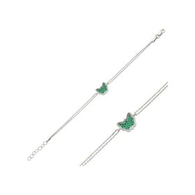 Gumush BR0460315 Yeşil Kelebek Gümüş Kadın Bileklik