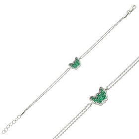 Gumush BR0460315 Yeşil Kelebek Gümüş Kadın Bileklik