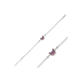 Gumush BR0460316 Pembe Kelebek Gümüş Kadın Bileklik