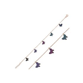 Gumush BR0460316 Pembe Kelebek Gümüş Kadın Bileklik