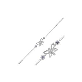 Gumush BR0460434 Nazarlı Kelebek Gümüş Kadın Bileklik