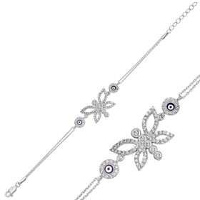 Gumush BR0460434 Nazarlı Kelebek Gümüş Kadın Bileklik