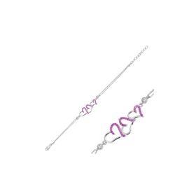 Gumush BR0460435 Pembe Üç Kalpli Gümüş Kadın Bileklik