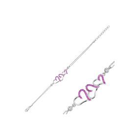 Gumush BR0460435 Pembe Üç Kalpli Gümüş Kadın Bileklik