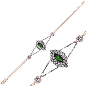 Gumush BR0460469 Yeşil Taşlı Otantik Gümüş Kadın Bileklik