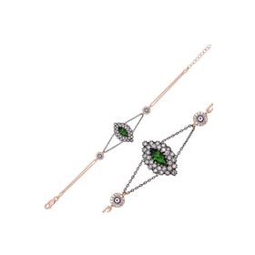 Gumush BR0460469 Yeşil Taşlı Otantik Gümüş Kadın Bileklik