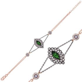 Gumush BR0460469 Yeşil Taşlı Otantik Gümüş Kadın Bileklik