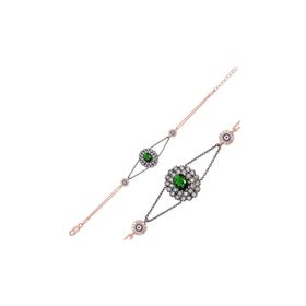 Gumush BR0460470 Yeşil Taşlı Otantik Gümüş Kadın Bileklik