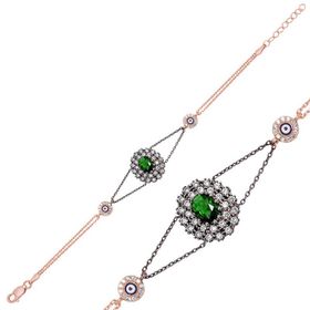 Gumush BR0460470 Yeşil Taşlı Otantik Gümüş Kadın Bileklik