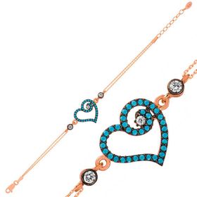 Gumush BR0460492 Mavi Kalpli Gümüş Kadın Bileklik