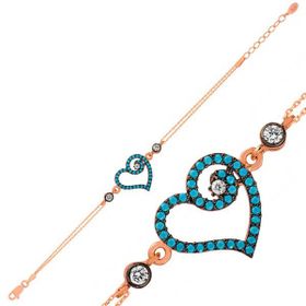 Gumush BR0460492 Mavi Kalpli Gümüş Kadın Bileklik
