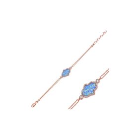 Gumush BR0460539 Rose Mavi Opal Fatma Ana Eli Gümüş Kadın Bileklik