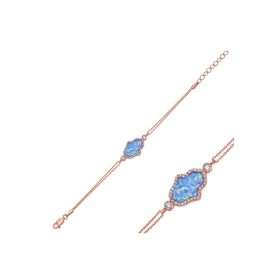 Gumush BR0460539 Rose Mavi Opal Fatma Ana Eli Gümüş Kadın Bileklik