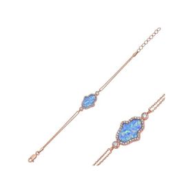 Gumush BR0460539 Rose Mavi Opal Fatma Ana Eli Gümüş Kadın Bileklik